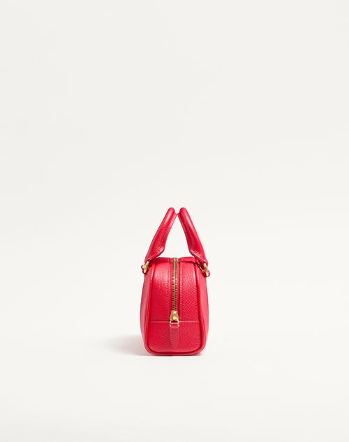 Valentino Garavani - Mini Vlogo Signature Bowling Bag In Grainy Calfskin - Rouge Pur - Woman - Top Handle Bags
